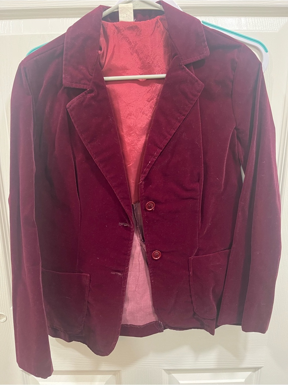 Women's Burgundy Velvet Blazer Jacket